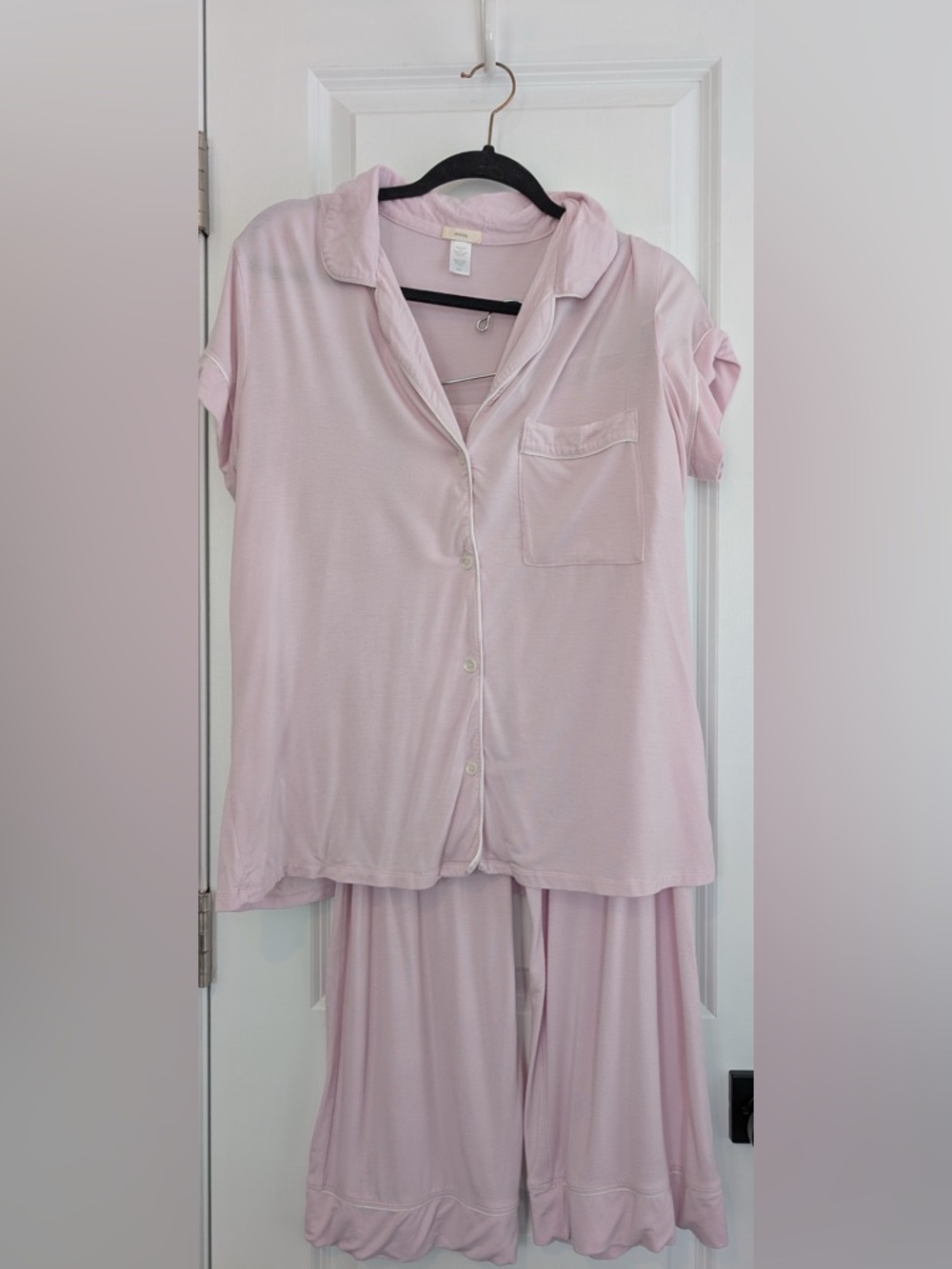 Eberjey Light Pink Short Sleeve Cropped Pant TENCEL Pajama Set